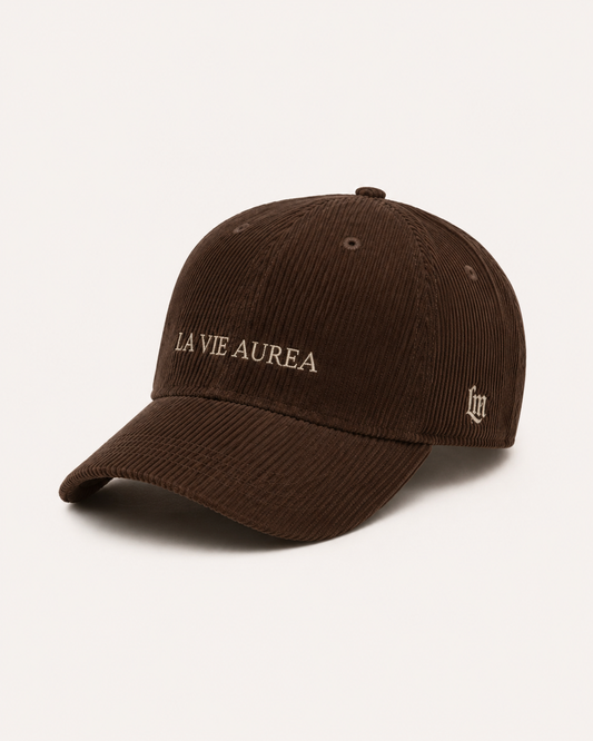 La Vie Aurea Corduroy Cap - Espresso